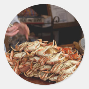 Blauwe krab feast ronde sticker