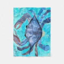 Blauwe krab fleece deken