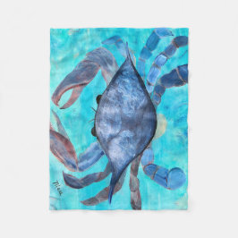 Blauwe krab fleece deken