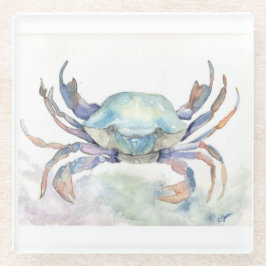 Blauwe krab glazen onderzetter