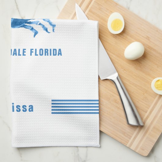 Blauwe krab Hand Waterverven Illustratie Theedoek (Quarter Fold)