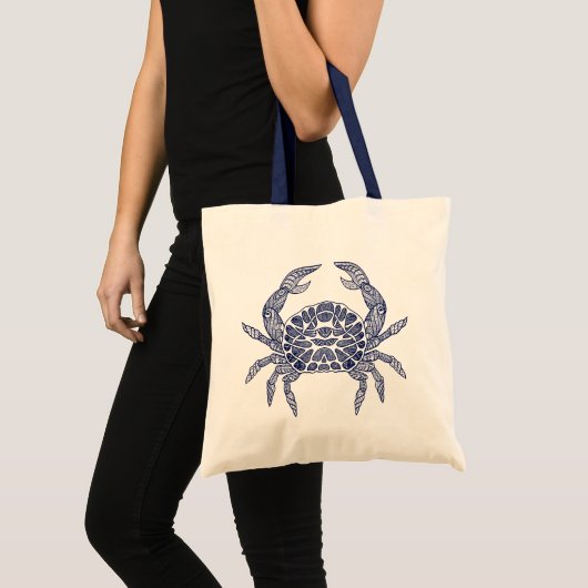 Blauwe krab illustratie tote bag (Voorkant (product))