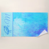 Blauwe krab in kleurspatten strandlaken (Voorkant)