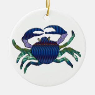 Blauwe krab keramisch ornament