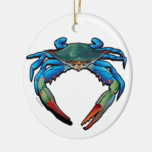 Blauwe krab keramisch ornament (Links)