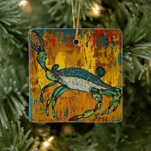 Blauwe krab keramisch ornament (Boom)