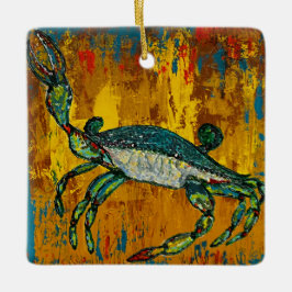 Blauwe krab keramisch ornament