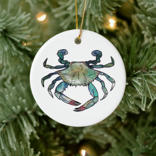 Blauwe krab keramisch ornament (Boom)