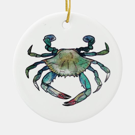 Blauwe krab keramisch ornament (Voorkant)