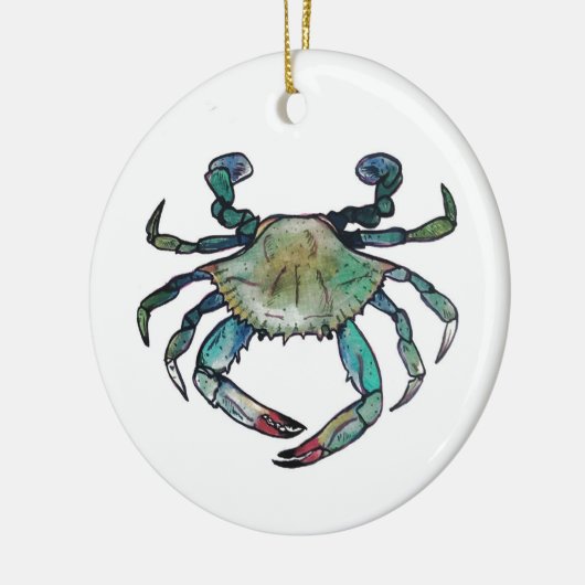 Blauwe krab keramisch ornament (Links)