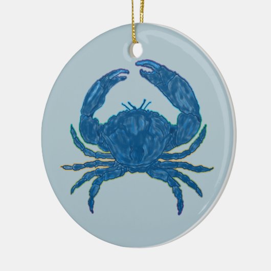 Blauwe krab keramisch ornament (Links)