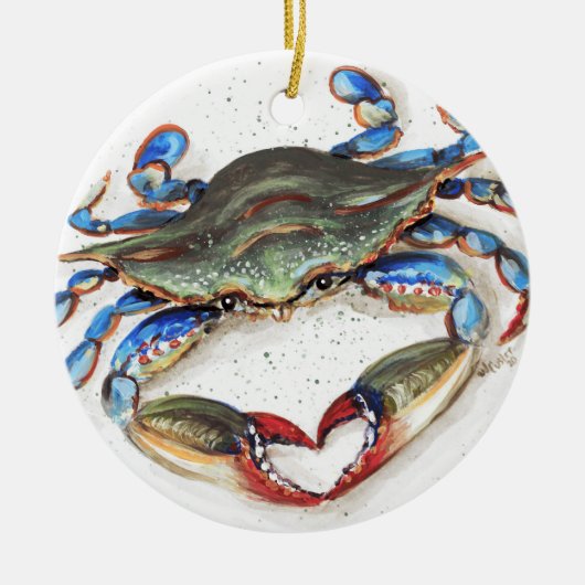 Blauwe krab keramisch ornament (Voorkant)