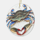Blauwe krab keramisch ornament (Links)