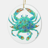 Blauwe krab keramisch ornament (Links)