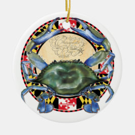 Blauwe krab kerstversiering keramisch ornament