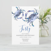Blauwe krab kook 40e verjaardag uitnodiging (Staand voorkant)