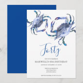 Blauwe krab kook 40e verjaardag uitnodiging (Voorkant / Achterkant)