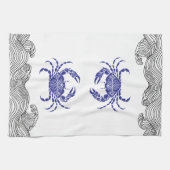 Blauwe Krab Kust – Nautical Minimalistisch Theedoek (Horizontaal)