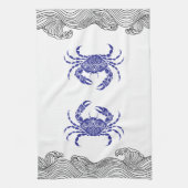 Blauwe Krab Kust – Nautical Minimalistisch Theedoek (Verticaal)
