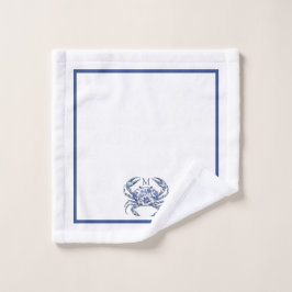 Blauwe Krab Kust Nautilus Monogram Bad Handdoek