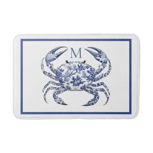 Blauwe Krab Kust Nautilus Monogram Badmat (Voorkant)