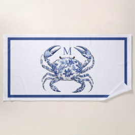 Blauwe Krab Kust Nautilus Monogram Strandlaken