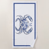 Blauwe Krab Kust Nautilus Monogram Strandlaken (Voorkant)