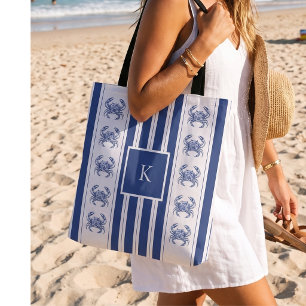 Blauwe Krab Kust Nautilus Monogram Tote Bag