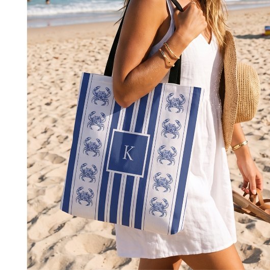 Blauwe Krab Kust Nautilus Monogram Tote Bag