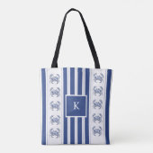 Blauwe Krab Kust Nautilus Monogram Tote Bag (Achterkant)