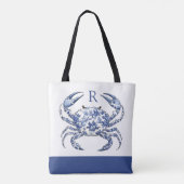 Blauwe Krab Kust Nautilus Monogram Tote Bag (Achterkant)