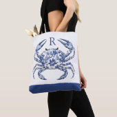 Blauwe Krab Kust Nautilus Monogram Tote Bag (Dichtbij)