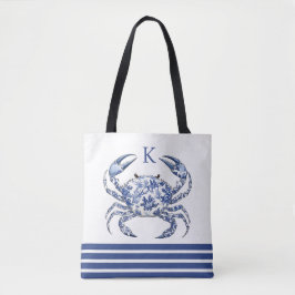 Blauwe Krab Kust Nautilus Monogram Tote Tas