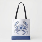 Blauwe Krab Kust Nautilus Monogram Tote Tas (Voorkant)