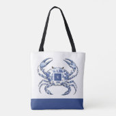Blauwe Krab Kust Nautilus Monogram Tote Tas (Achterkant)