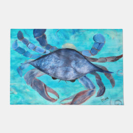 Blauwe krab kust thuis deurmat