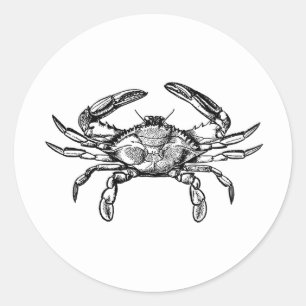 Blauwe krab Logo (zwart-wit) Ronde Sticker