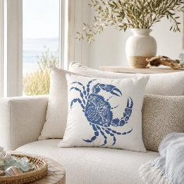 Blauwe Krab Mandala Kust | Nautilus Kussen