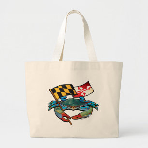 Blauwe krab Maryland Grote Tote Bag