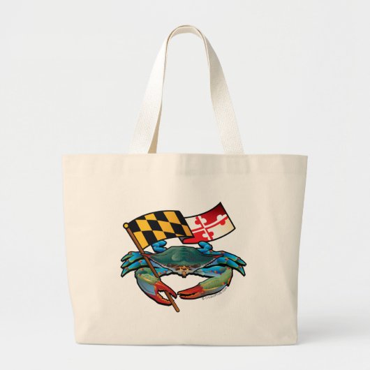 Blauwe krab Maryland Grote Tote Bag (Voorkant)