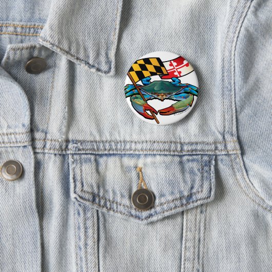 Blauwe krab Maryland Ronde Button 5,7 Cm (In situ)