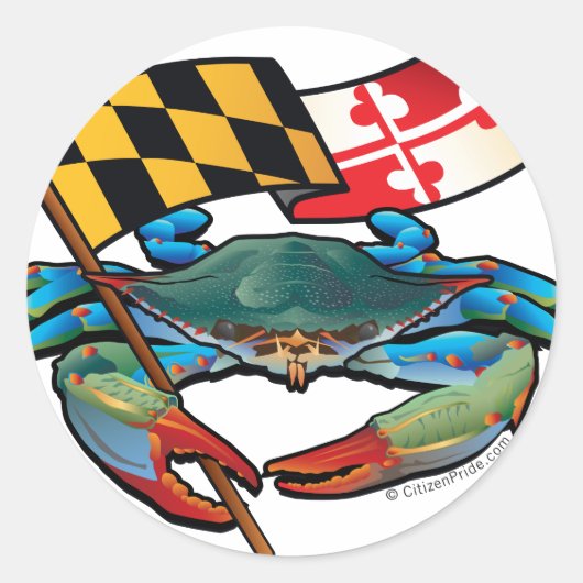 Blauwe krab Maryland Ronde Sticker (Voorkant)
