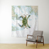 Blauwe krab met Chesapeake Bay nautische kaart Wandkleed (In situ)