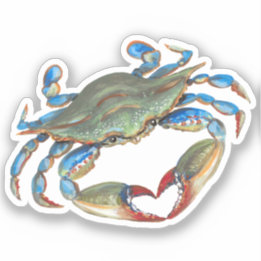 Blauwe krab met hart klauwen Vinyl Sticker