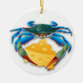 Blauwe krab met kaas keramisch ornament (Voorkant)