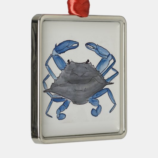 Blauwe krab metalen ornament (Rechts)