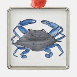 Blauwe krab metalen ornament