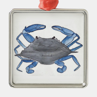 Blauwe krab metalen ornament