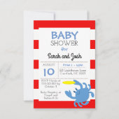 Blauwe krab Nautical Baby shower Invitation Kaart (Voorkant)