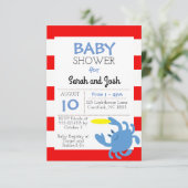 Blauwe krab Nautical Baby shower Invitation Kaart (Staand voorkant)
